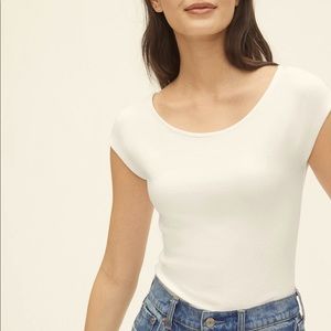 Cream Ballet Neck T-Shirt Banana Republic M